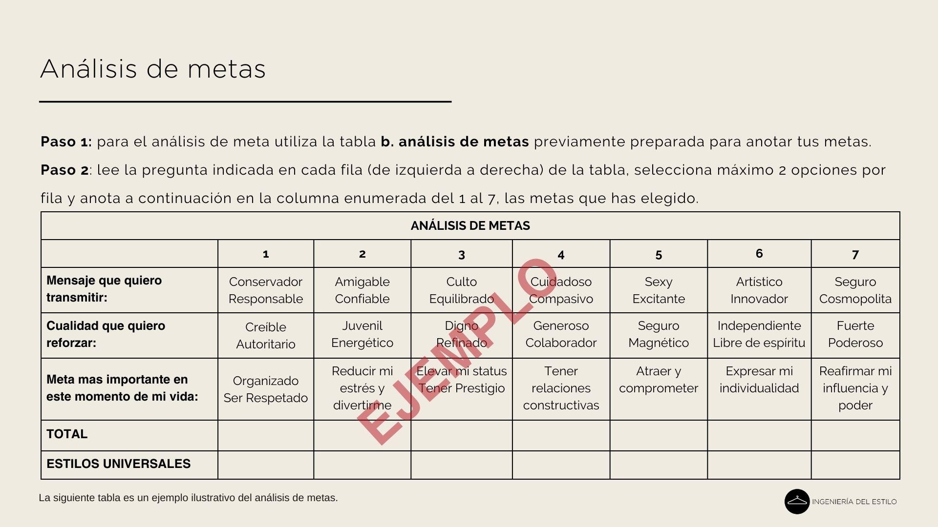 Instrucciones Análisis de Metas